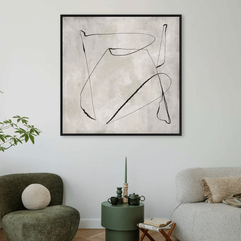 Modern Abstract  Framed Canvas Art Print in Grey  - Gallery Wall Print