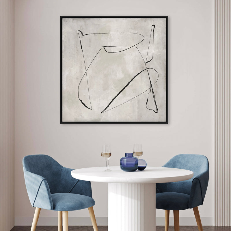Modern Abstract  Framed Canvas Art Print in Grey  - Gallery Wall Print