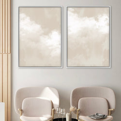 Abstract Art Framed Canvas in Cream - Minimalist Home Decor