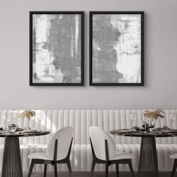 Abstract Art Framed Canvas in White and Grey- Florence- Modern Interrior Design