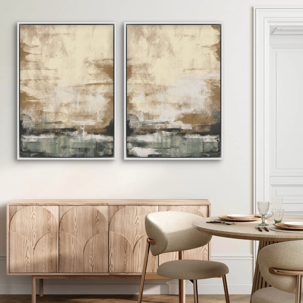Modern Abstract  Framed Canvas Art Print Sage Forest - Gallery Wall Print