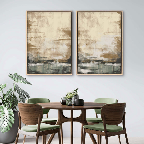 Modern Abstract  Framed Canvas Art Print Sage Forest - Gallery Wall Print