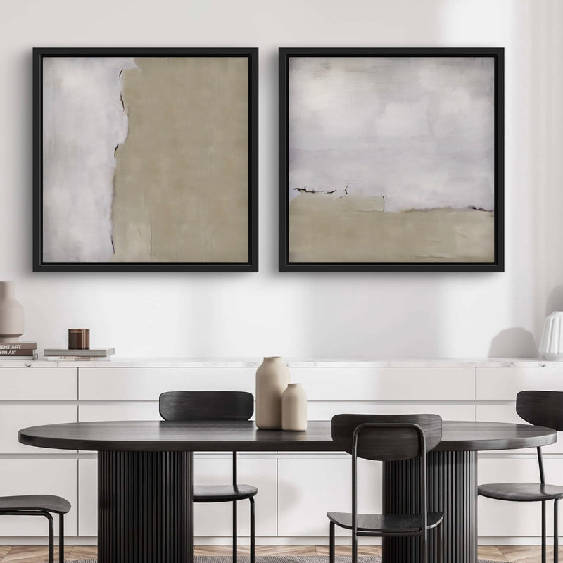 Modern Abstract Art Framed Canvas- Minimalist Living Room Art