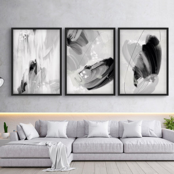 Modern Abstract Art Framed Canvas Monaco - Minimalist Living Room Art