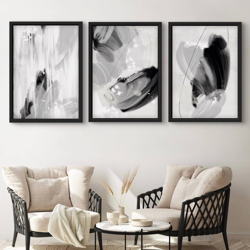 Modern Abstract Art Framed Canvas Monaco - Minimalist Living Room Art