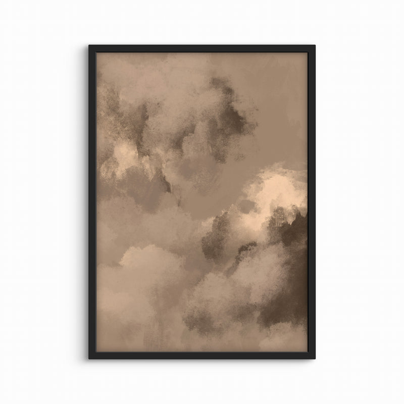 Abstract Framed Canvas Art in Taupe -  Living Room Wall Art