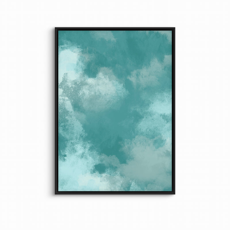 Abstract Art Framed Canvas in Teal - Modern Interior Design Art
