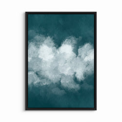 Abstract Framed Canvas Art in Teal -  Living Room Wall Art