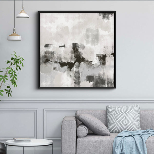 Modern Abstract  Framed Canvas Art Print in Grey - Gallery Wall Print
