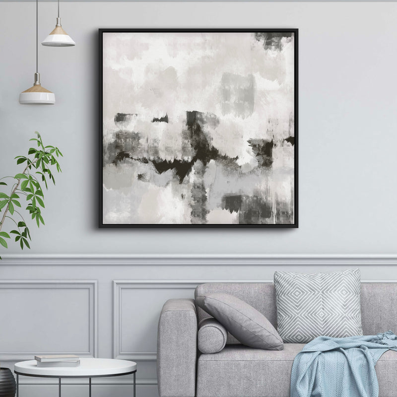 Modern Abstract  Framed Canvas Art Print in Grey - Gallery Wall Print