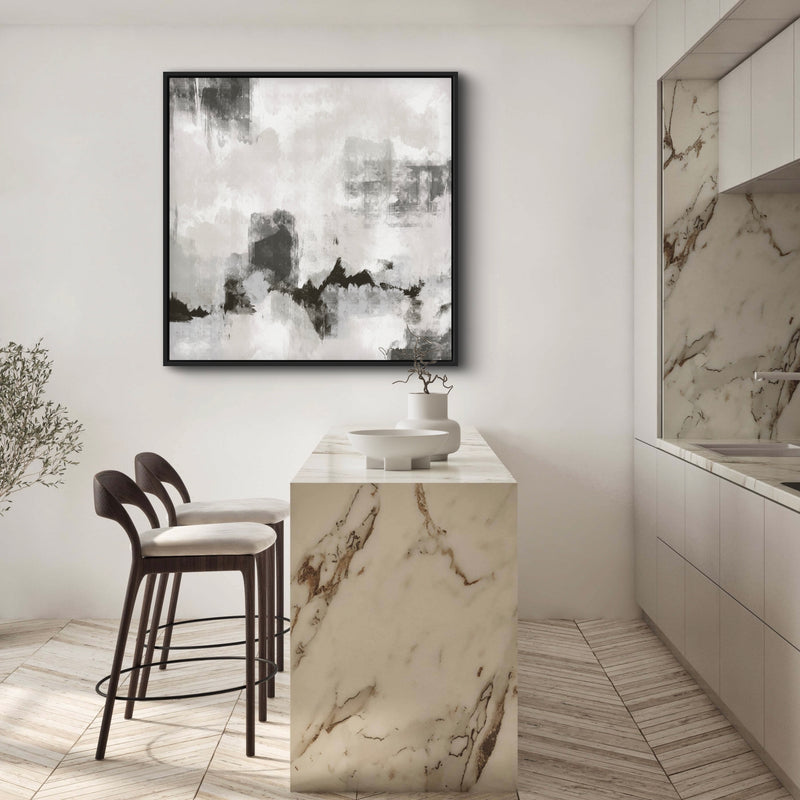 Modern Abstract  Framed Canvas Art Print in Grey - Gallery Wall Print