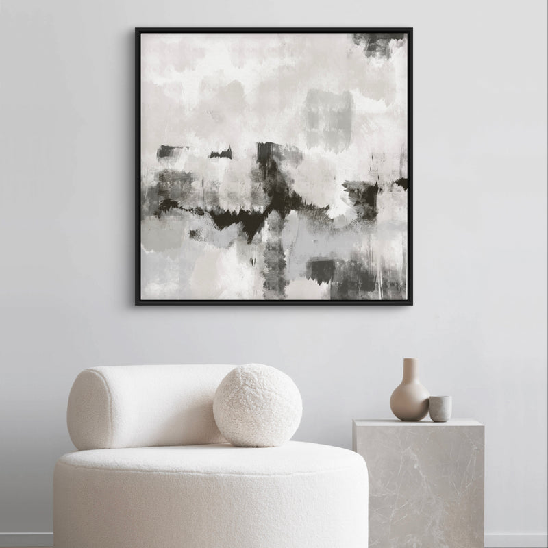 Modern Abstract  Framed Canvas Art Print in Grey - Gallery Wall Print