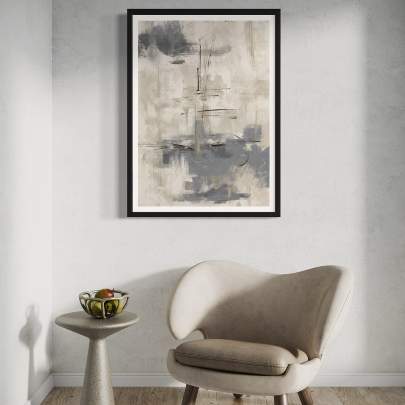 Abstract Art Print Grey Storm - Modern Home Decor