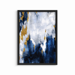 Abstract Art Print in Blue and Gold - Modern Art Print