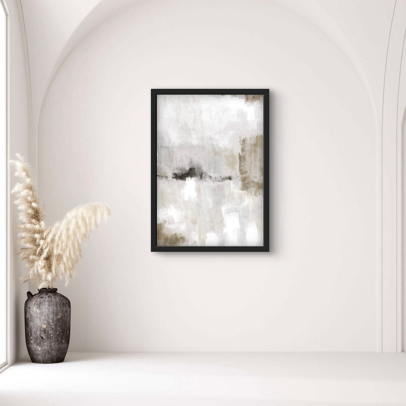 Modern Abstract Art Print in Nude and Grey - Minimalist Home Decor