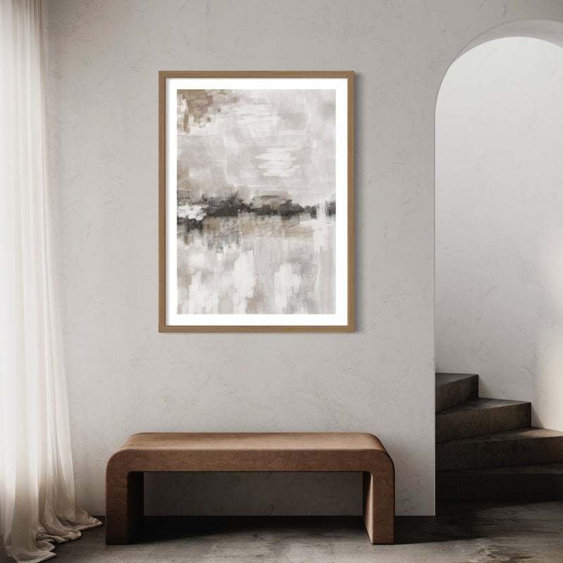 Modern Abstract Art Print in Nude and Grey - Minimalist Living Room 