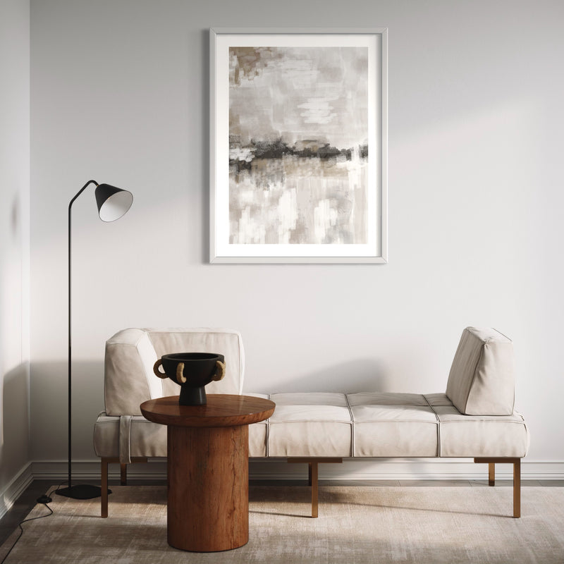 Modern Abstract Art Print in Nude and Grey - Minimalist Living Room 