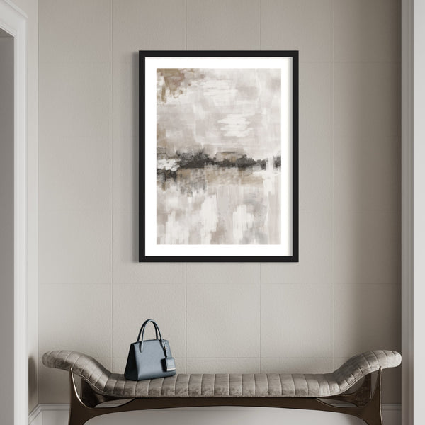 Modern Abstract Art Print in Nude and Grey - Minimalist Living Room Art