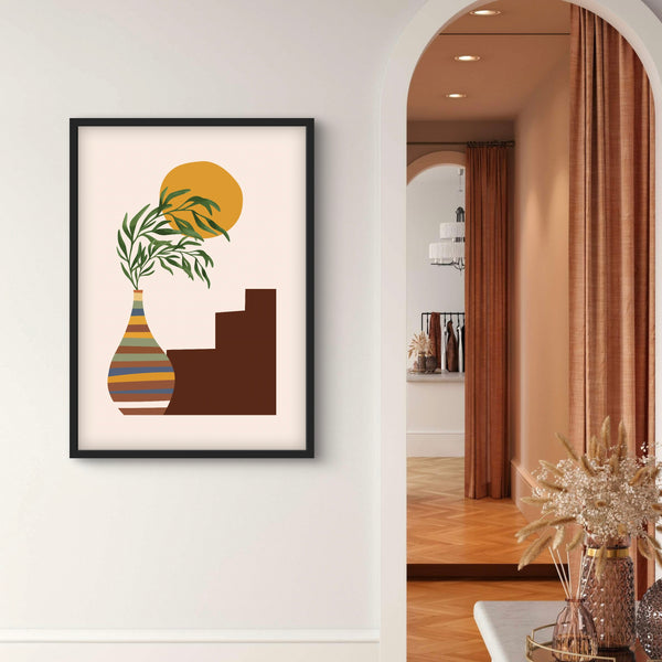 Minimalist Abstract Art in Boho Style Vase - Modern Interior Design Art