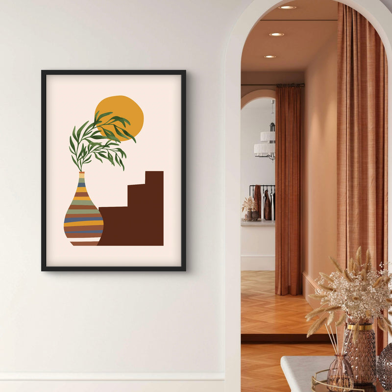 Minimalist Abstract Art in Boho Style Vase - Modern Interior Design Art