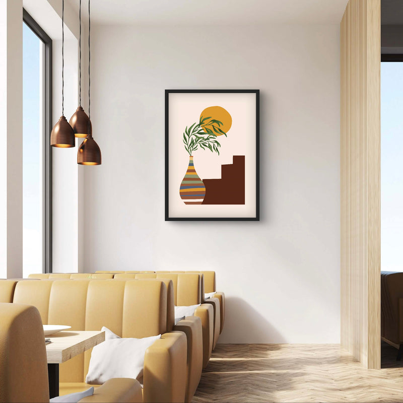 Minimalist Abstract Art in Boho Style Vase - Modern Interior Design Art