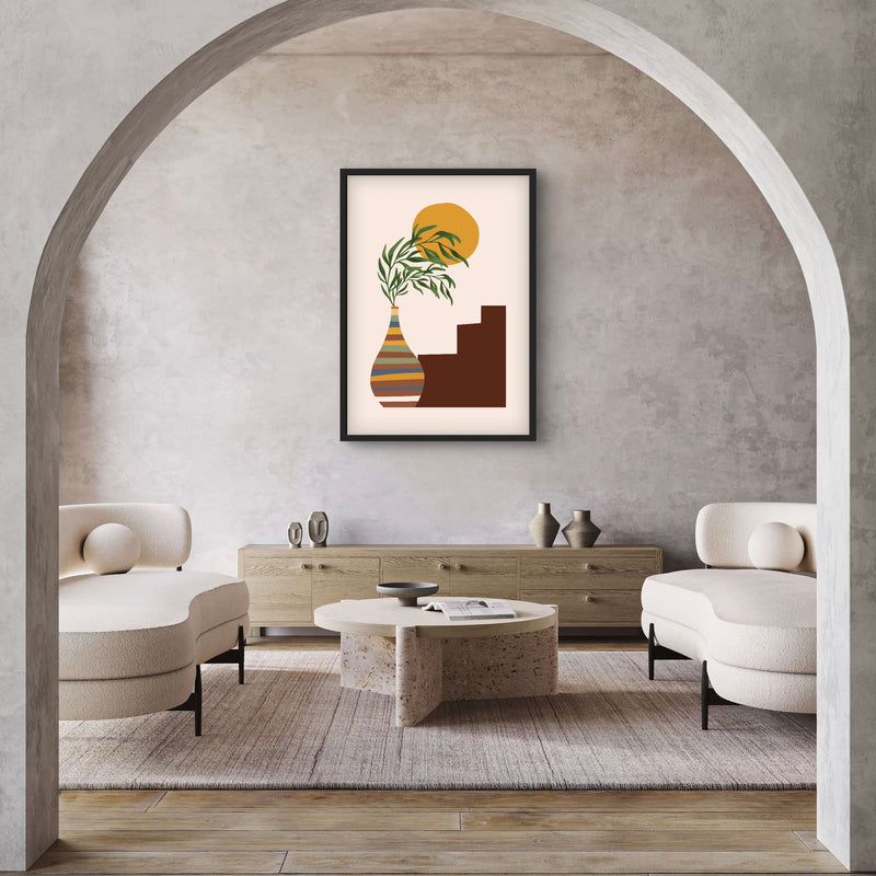 Minimalist Abstract Art in Boho Style Vase - Modern Interior Design Art