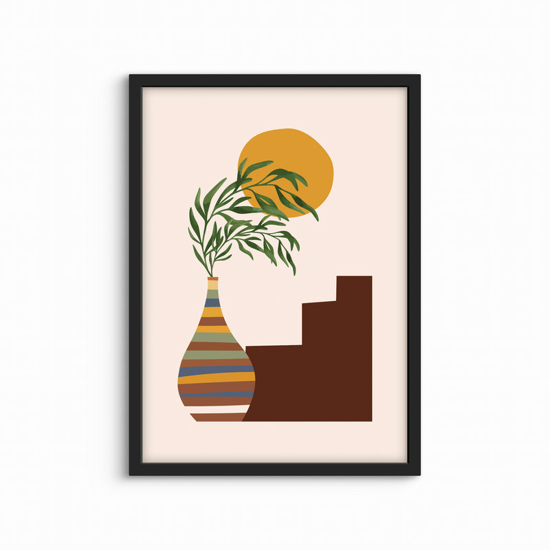Minimalist Abstract Art in Boho Style Vase - Modern Interior Design Art