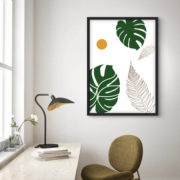 Abstract Minimalist Art in Green and White -  Modern Art Print