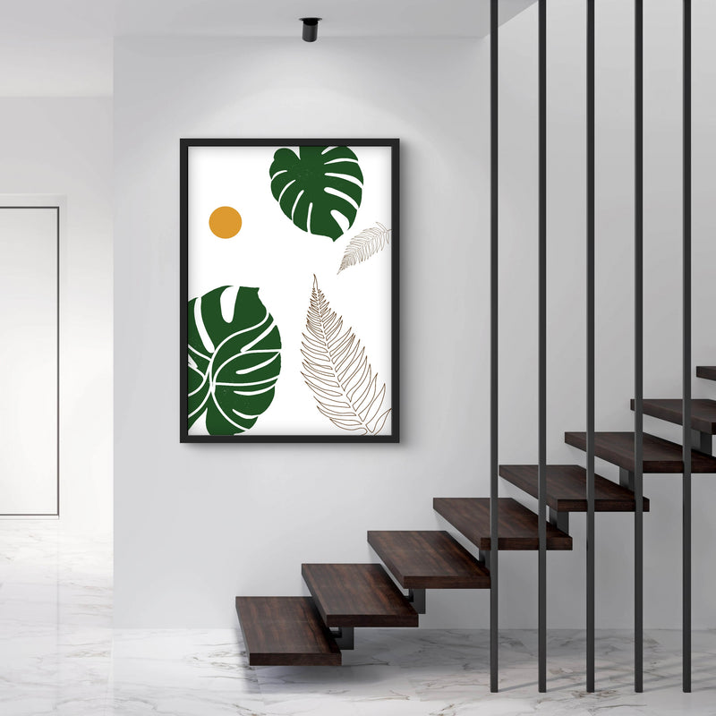 Abstract Minimalist Art in Green and White -  Modern Art Print