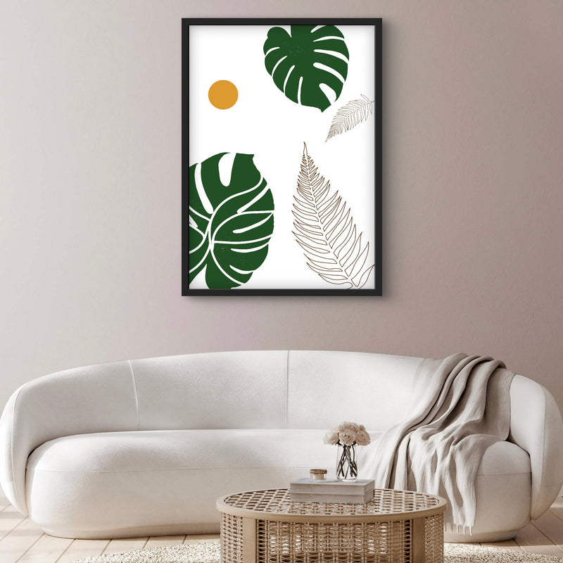 Abstract Minimalist Art in Green and White -  Modern Art Print