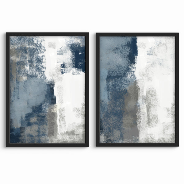 Abstract Art Print in Blue and Grey - Minimalist Modern Art Print