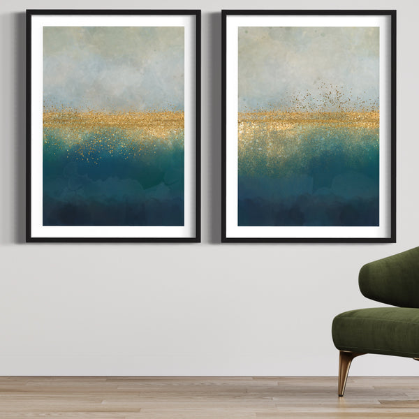 Abstract Art Print Golden Sea - Modern Living Room Art