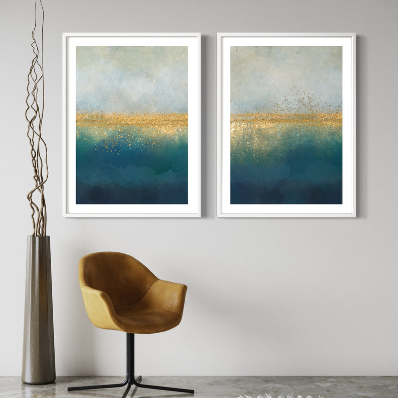 Abstract Art Print Golden Sea - Modern Living Room Art