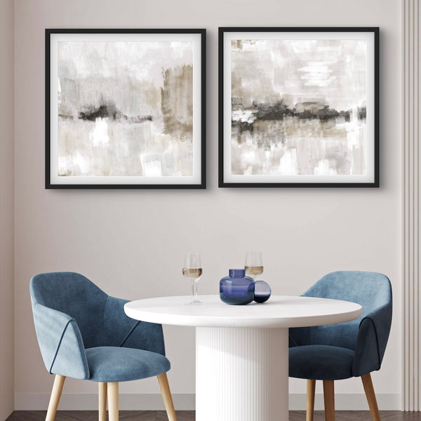 Modern Abstract Art Print in Nude and Grey - Gallery Wall Print