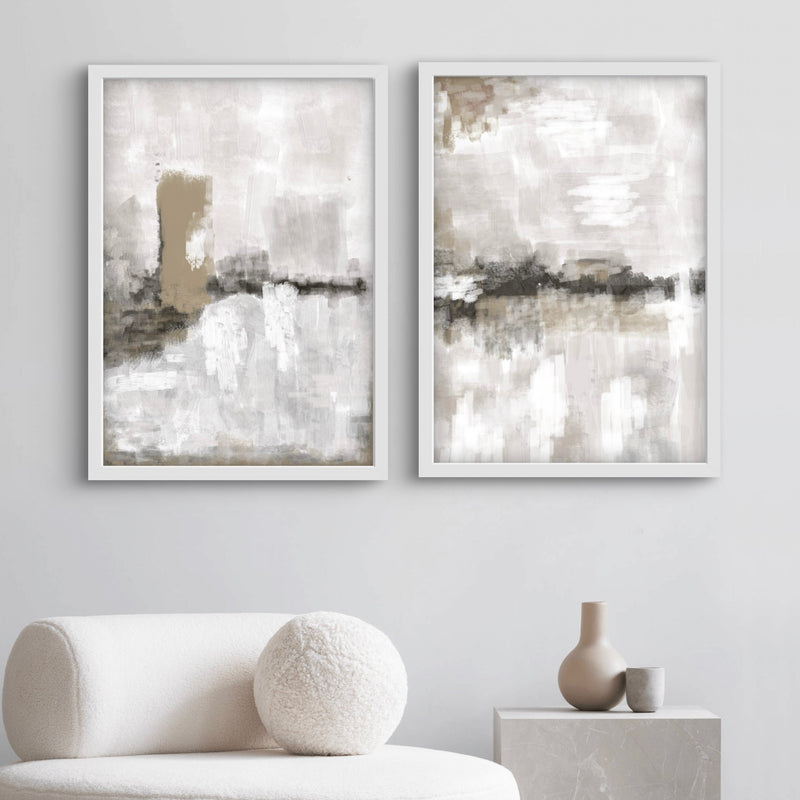 Abstract Art Print in Nude and Grey - Minimalist Modern Home Decor