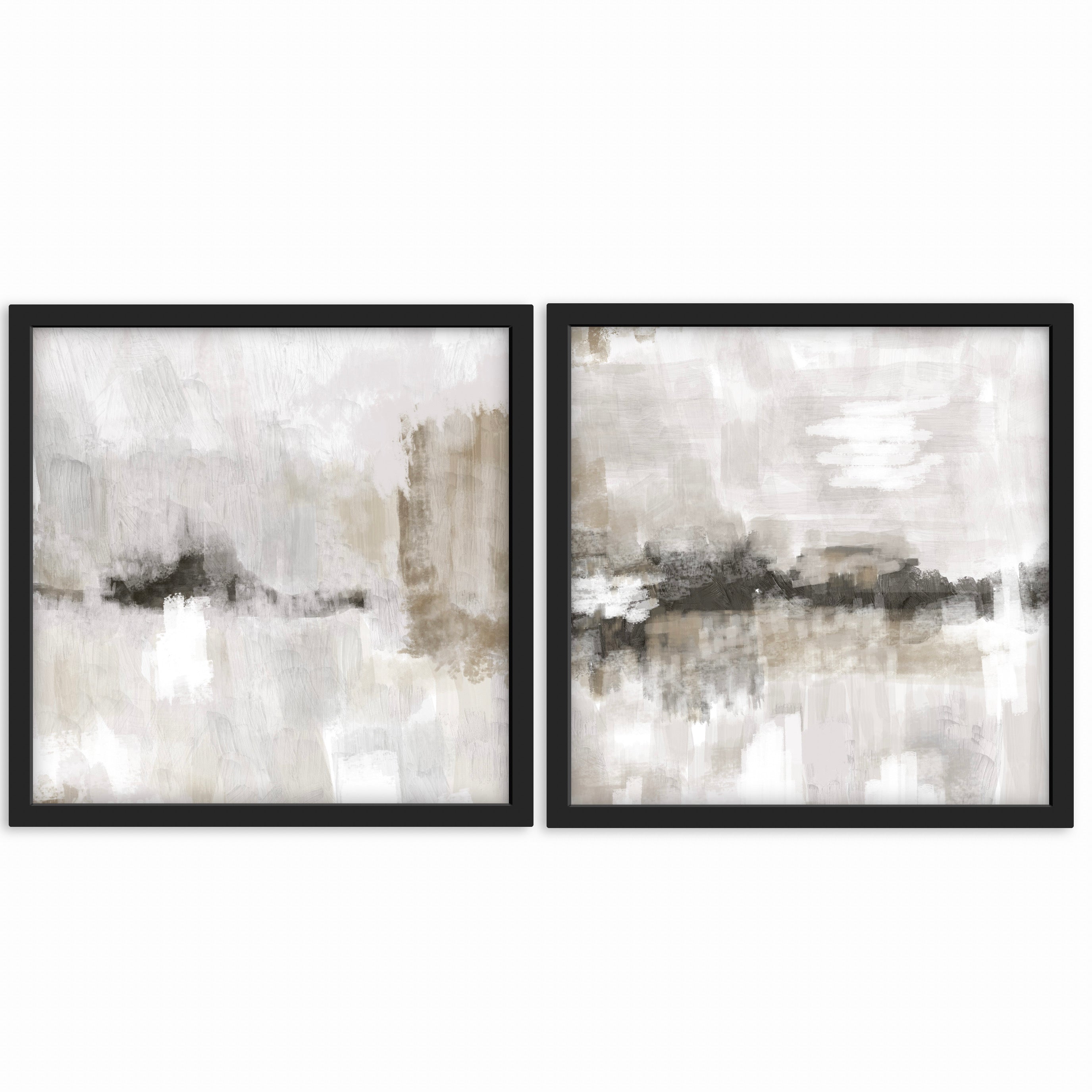 Modern Abstract Art Print in Nude and Grey - Gallery Wall Print