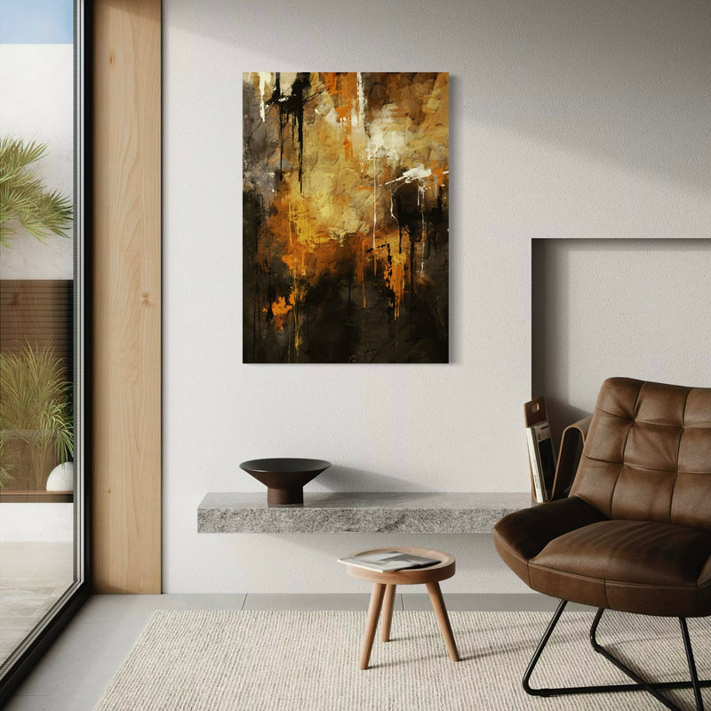 Modern Abstract Art Canvas in Orange - Minimalist Home Decor