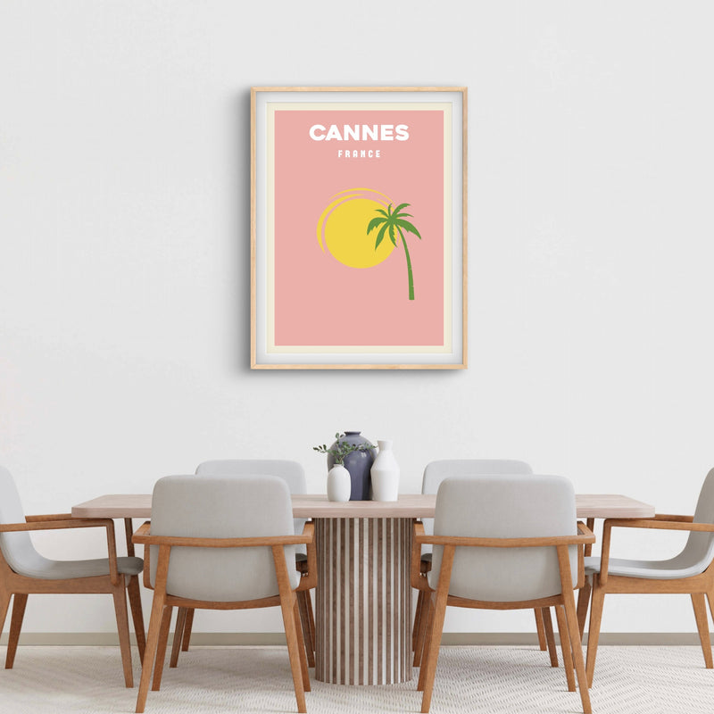 Modern Abstract Art Print in Pink-Cannes- Interior design