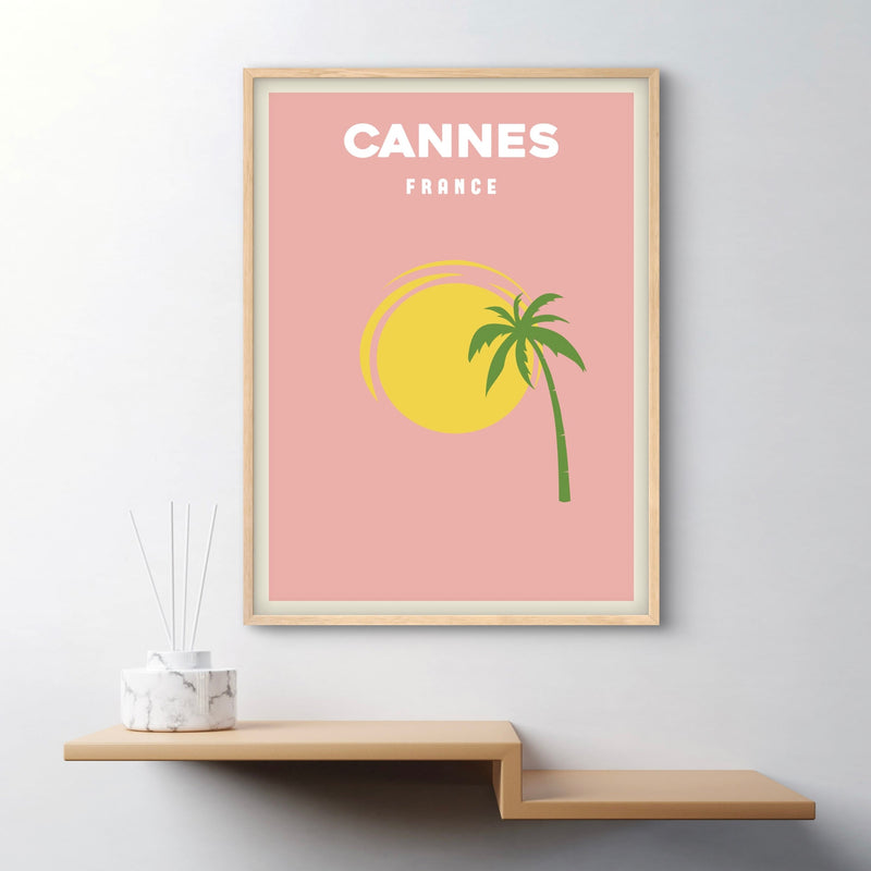 Modern Abstract Art Print in Pink-Cannes- Interior design