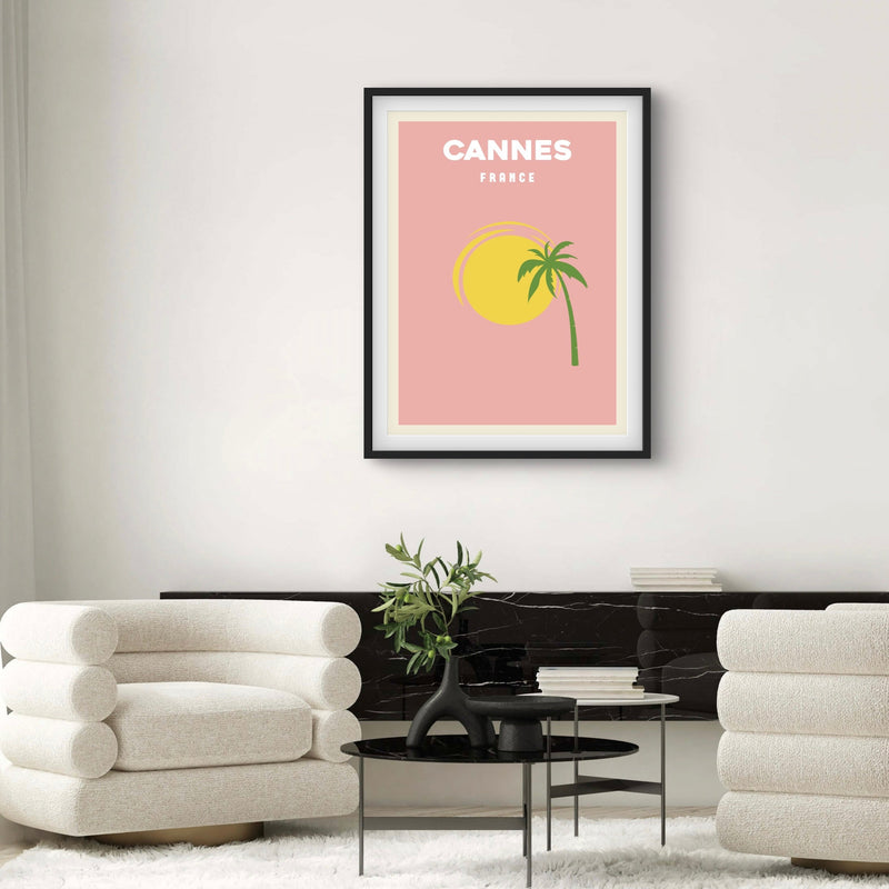 Modern Abstract Art Print in Pink-Cannes- Interior design