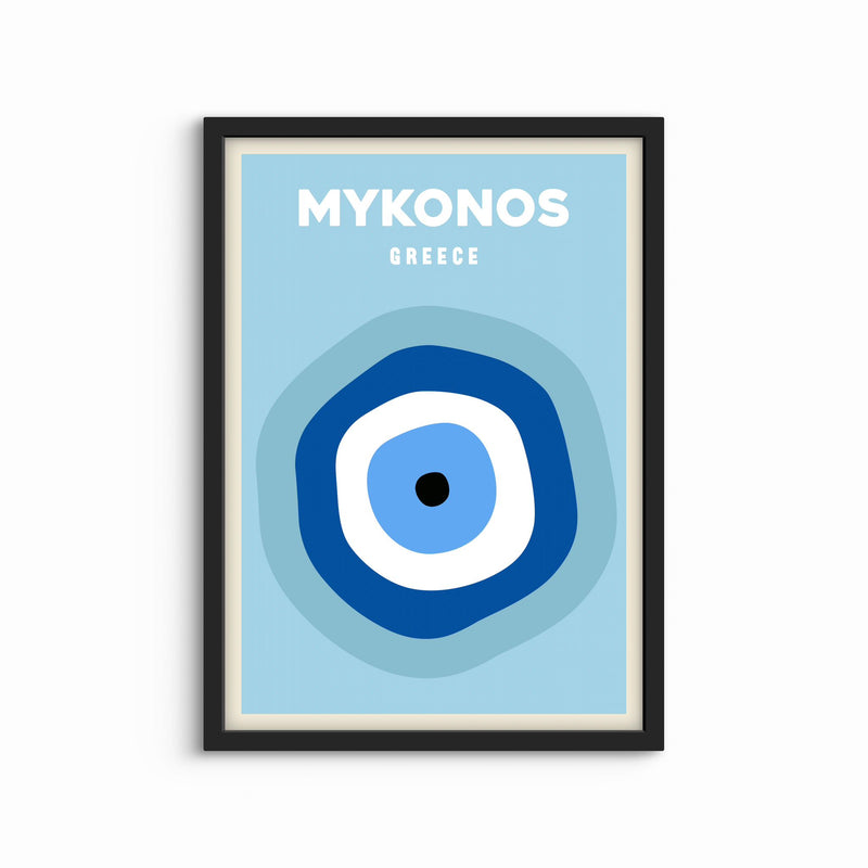 Modern Abstract Art Print in Blue-Mykonos- Interior design