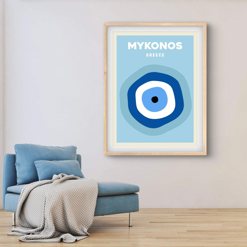 Modern Abstract Art Print in Blue-Mykonos- Interior design