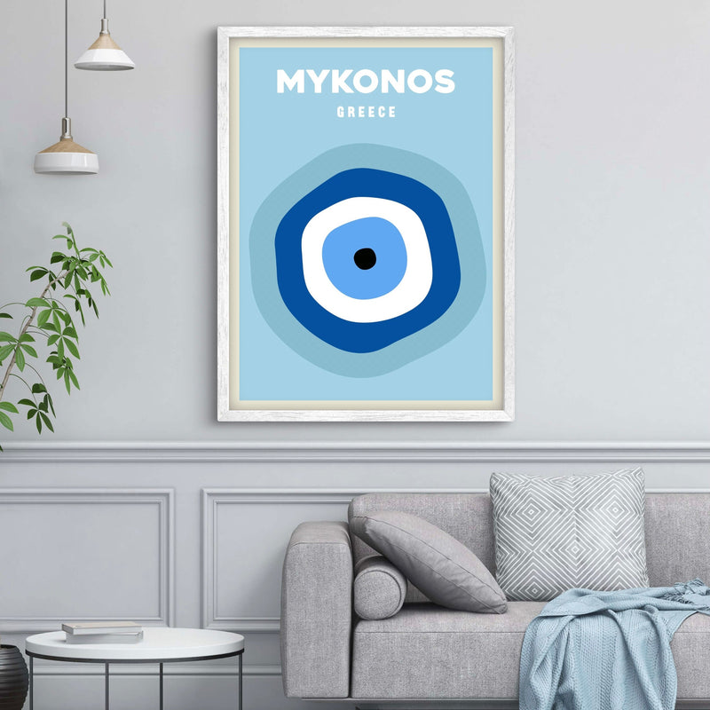 Modern Abstract Art Print in Blue-Mykonos- Interior design