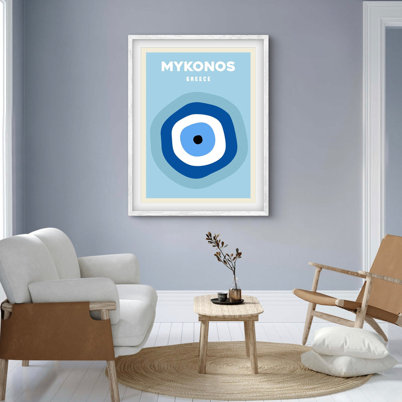 Modern Abstract Art Print in Blue-Mykonos- Interior design