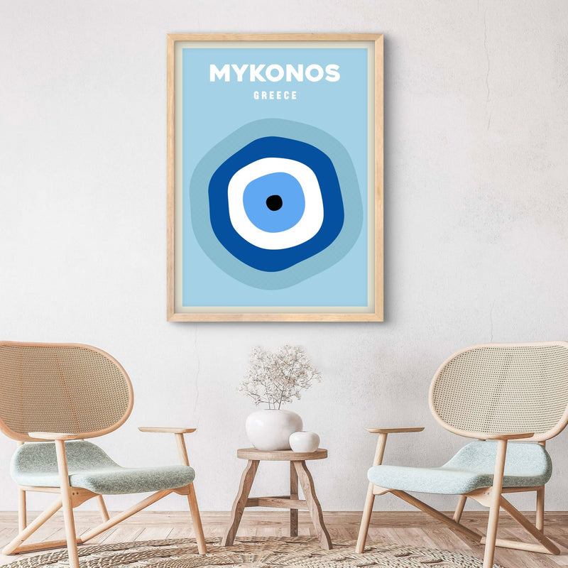 Modern Abstract Art Print in Blue-Mykonos- Interior design