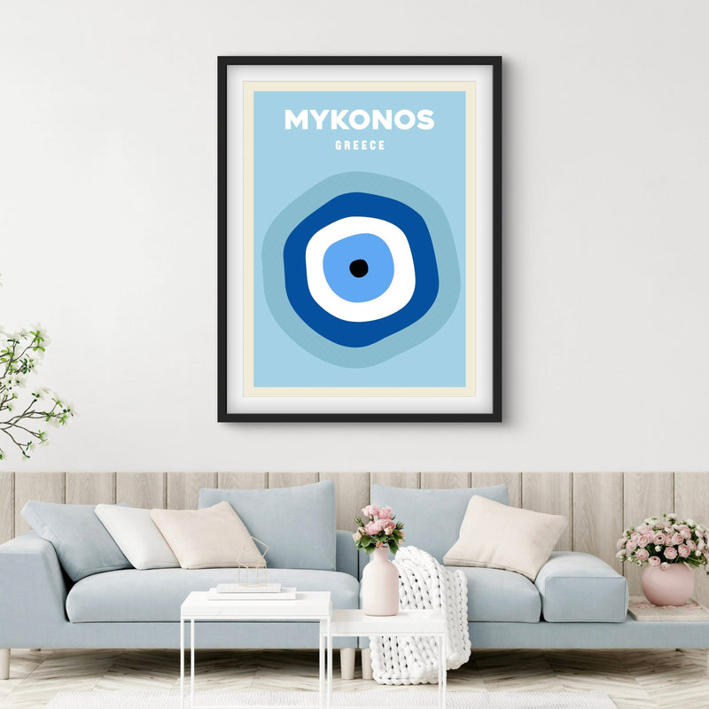 Modern Abstract Art Print in Blue-Mykonos- Interior design