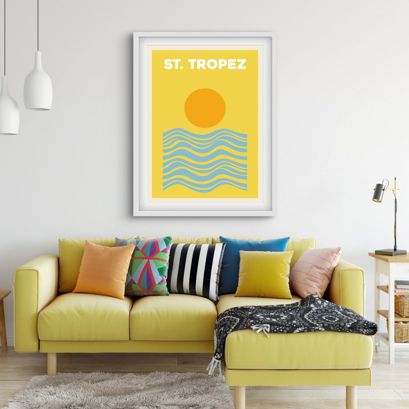 Modern Abstract Art Print in Yellow-St.Tropez- Interior design