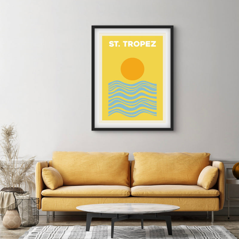 Modern Abstract Art Print in Yellow-St.Tropez- Interior design