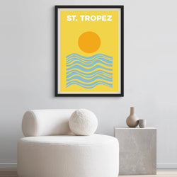 Modern Abstract Art Print in Yellow-St.Tropez- Interior design