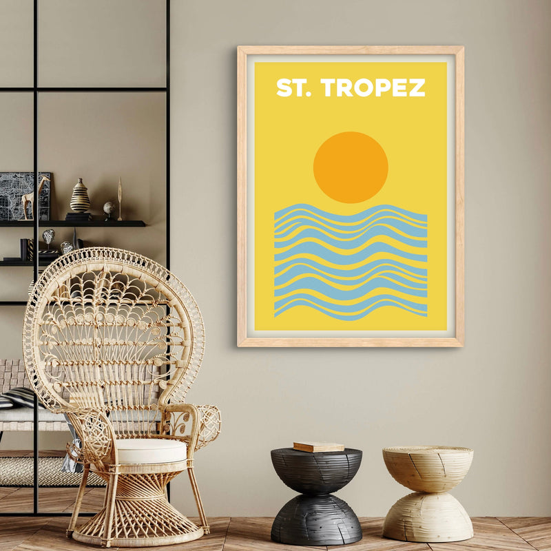 Modern Abstract Art Print in Yellow-St.Tropez- Interior design